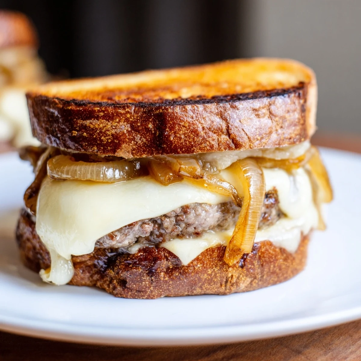 Savory cast-iron patty melts, perfect for a cozy dinner, featuring flavorful beef and melted cheese.