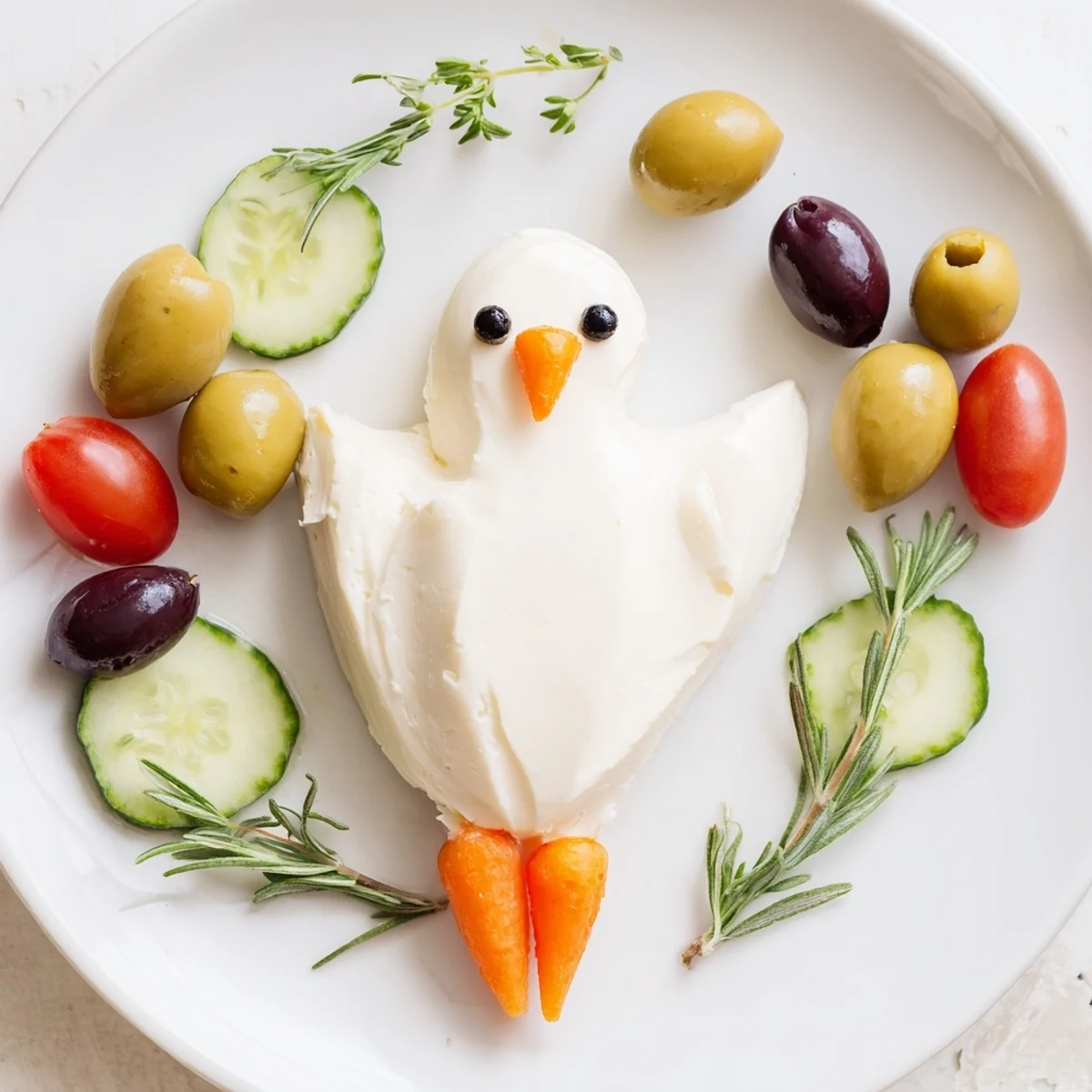 Festive Peace Dove Christmas Olive Platter, a vegetarian appetizer perfect for holiday parties, with fresh ingredients.
