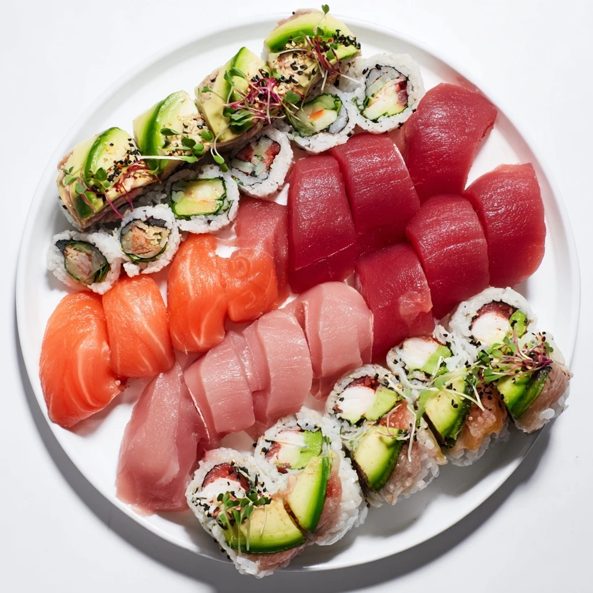 Sail Away Boat-Shaped Sushi Platter: A vibrant display of colorful sushi arranged artfully, ready to serve and enjoy.