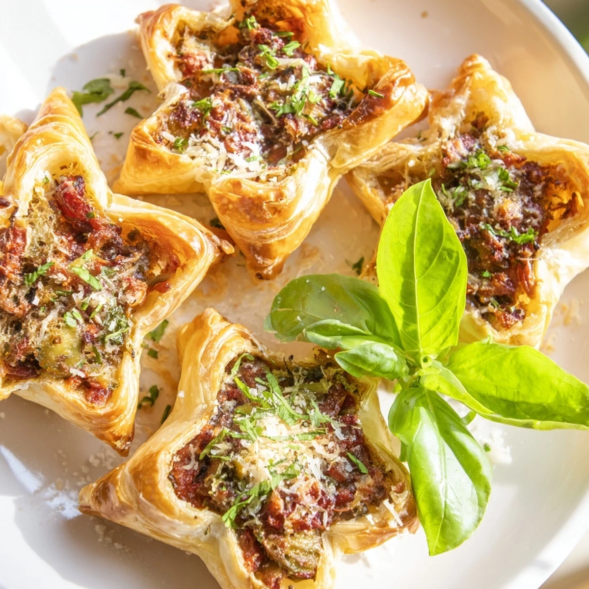 Warm, golden Olive and Sundried Tomato Star Garland, ready to serve for your next holiday gathering.