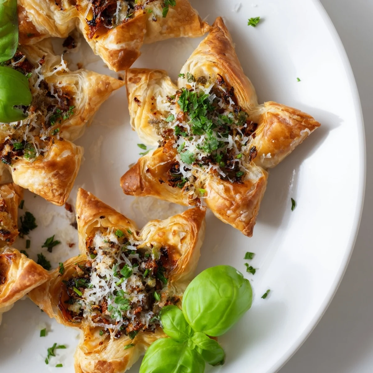Close-up of baked Olive and Sundried Tomato Star Garland, showing the savory sundried tomatoes and olives.