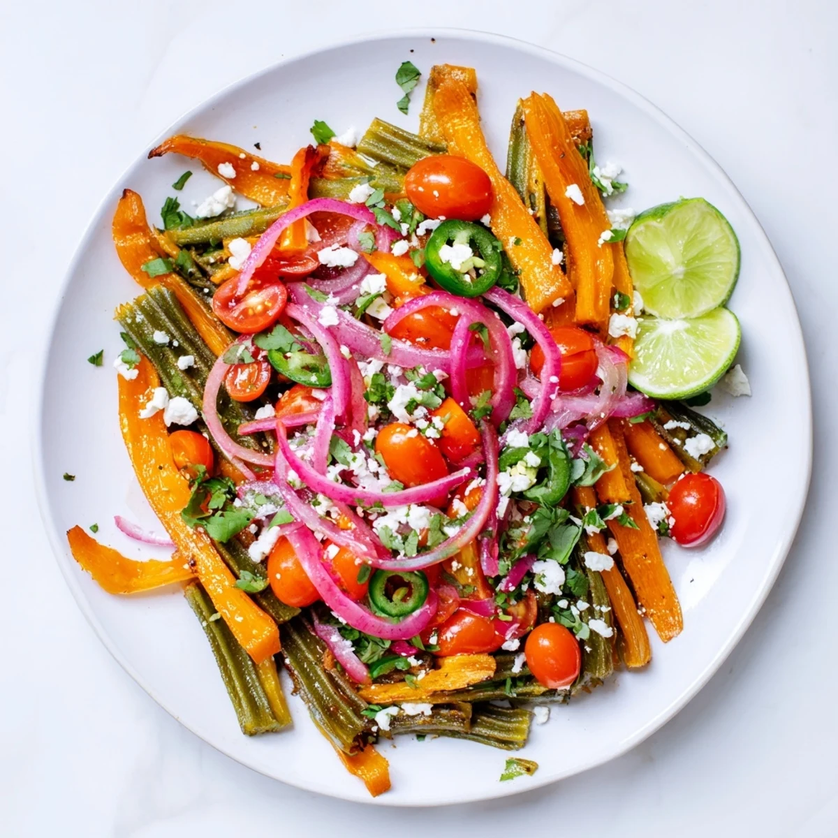 Desert cactus taco platter overflowing with colorful veggies and warm tortillas ready to be filled.