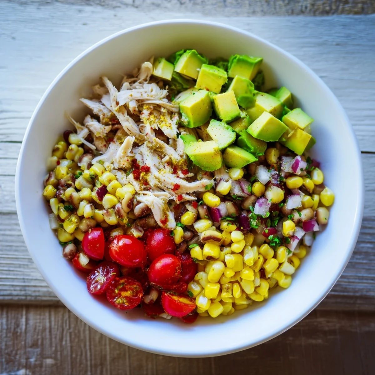 Flavorful Dense Southwestern Bean Salad, a colorful mix of beans and corn, perfect for a party.