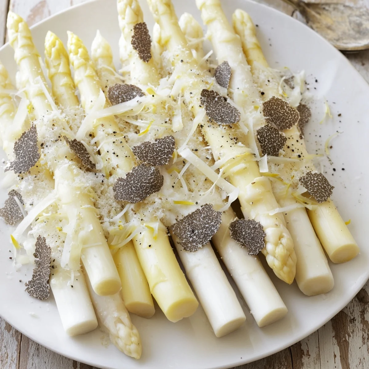 A visually stunning The Silver Birch, a vegetarian dish with asparagus and a lemon-oil dressing.