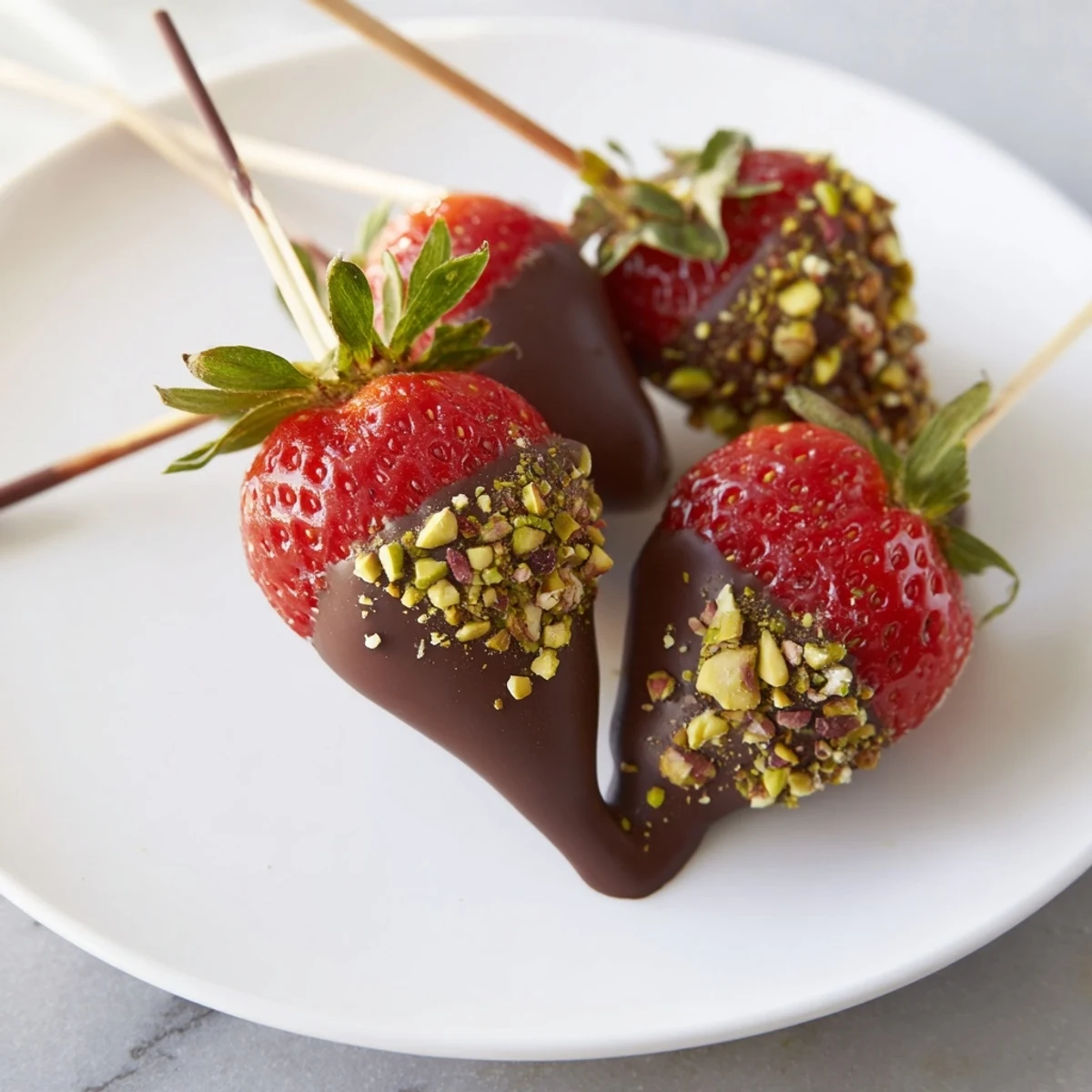 Juicy chocolate-dipped strawberry skewers, a delightful treat perfect for any gathering or date night.