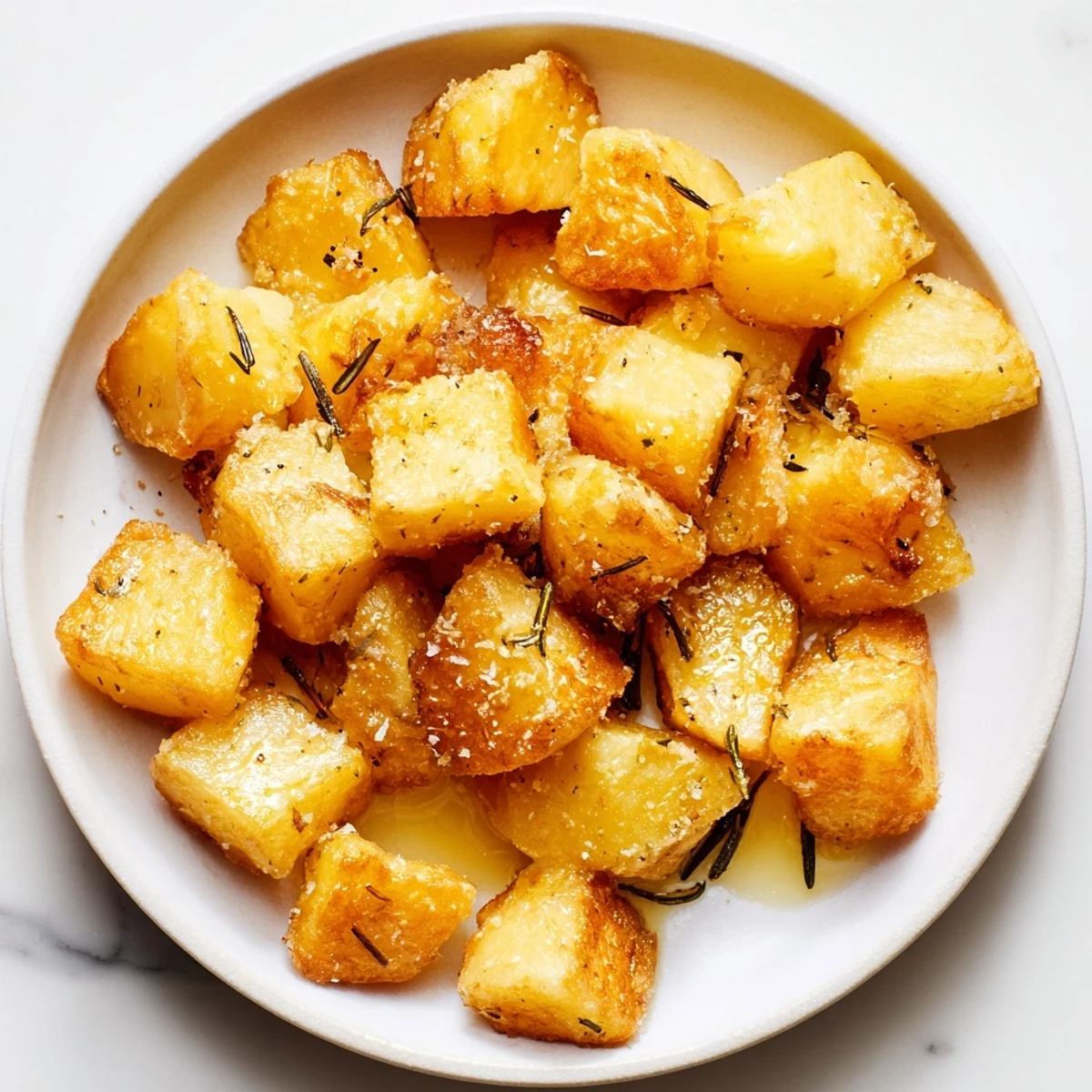 Golden, crispy Beef Tallow Roasted Potatoes, ready to serve as a perfect side dish.