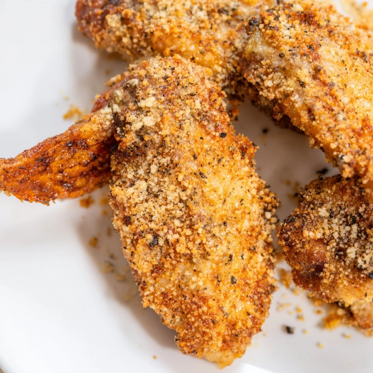 Delicious, oven-baked Parmesan Chicken Wings with a savory breadcrumb and Parmesan cheese coating.