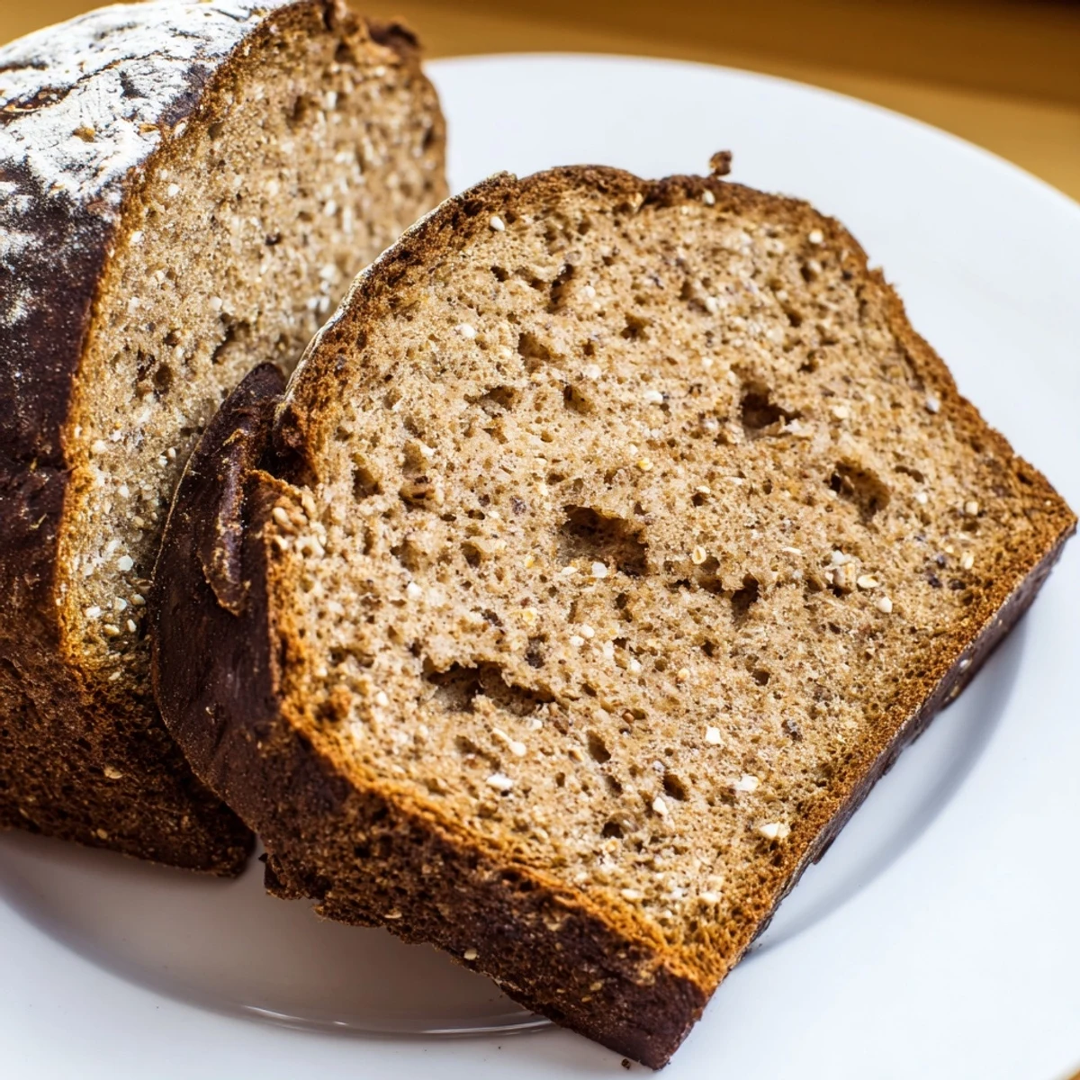 Freshly baked Latvian Rupjmaize bread: A rustic loaf, deeply browned, with a beautiful aroma, great for toasting.