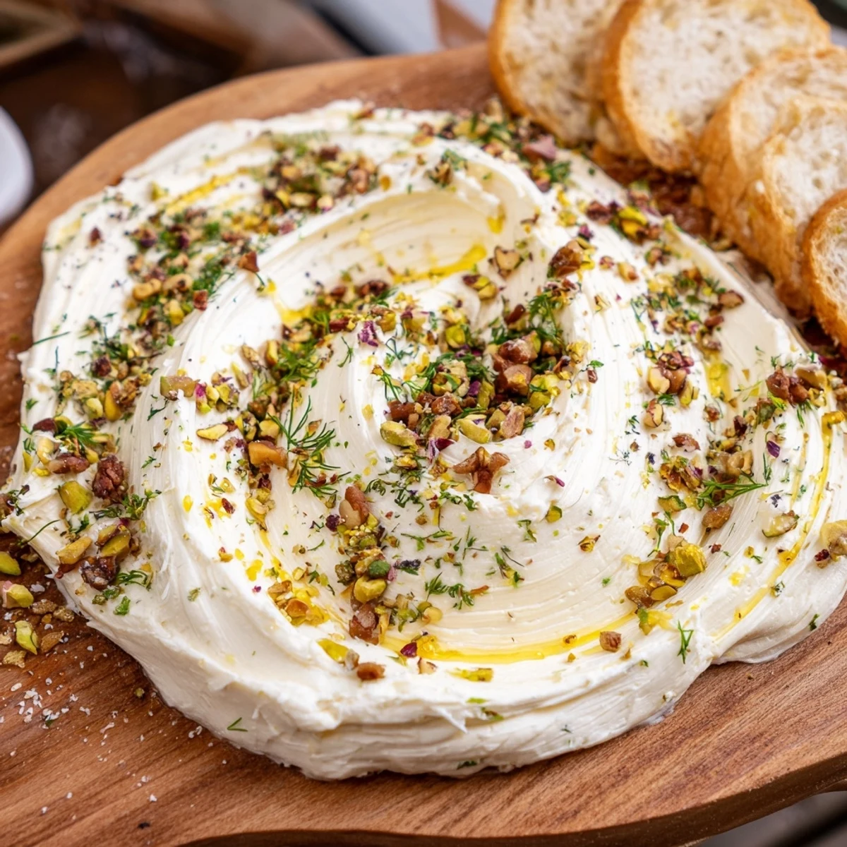 Flavored Butter Board Charcuterie arranged with crunchy pistachios and walnuts, fresh parsley, and flaky salt beside sliced baguette for dipping.
