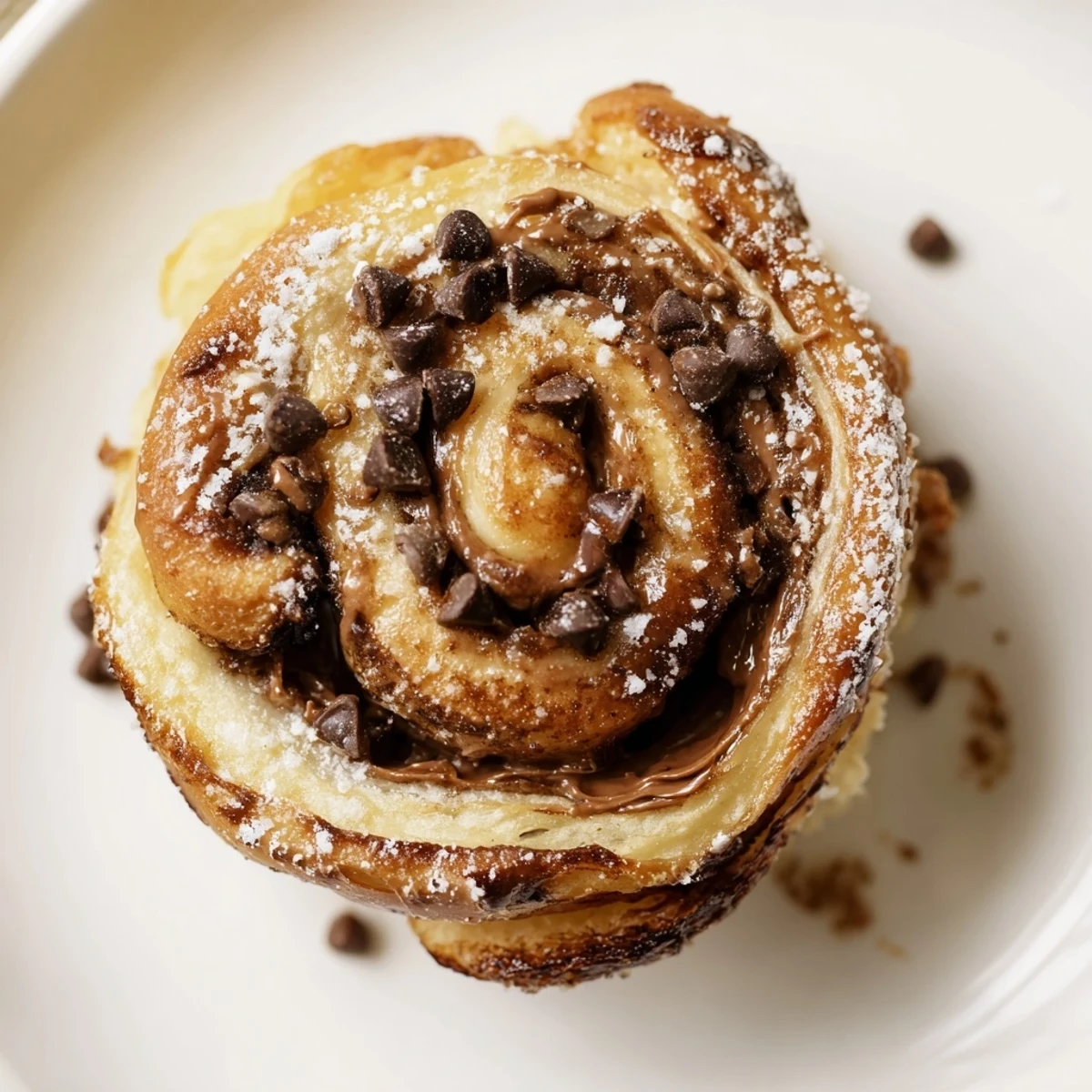 Decadent Nutella Chocolate Chip Rolls served warm, perfect for a sweet breakfast or dessert treat.