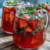 Refreshing Strawberry Basil Lemonade Pitcher ready to serve at your next party.