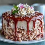 Elegant Rosé Velvet Cake, a celebratory dessert with decadent rosé frosting and gold accent.