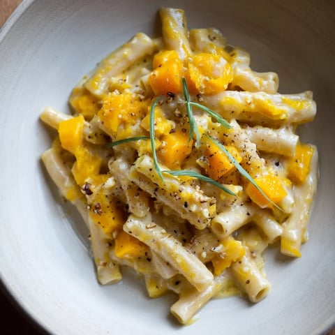 One-Pot Butternut Squash Mac & Cheese, cheesy and creamy, ready to be served hot.