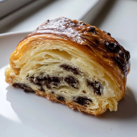 Golden, flaky crookies bursting with melty chocolate, a delightful French-American dessert fusion.