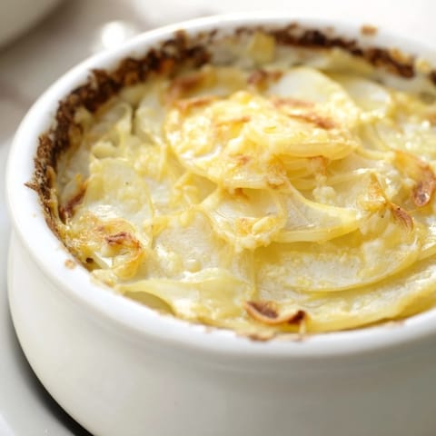 Oven-broiled French onion soup showcases melted Gruyère cheese atop a deeply flavored onion broth, ready to eat.