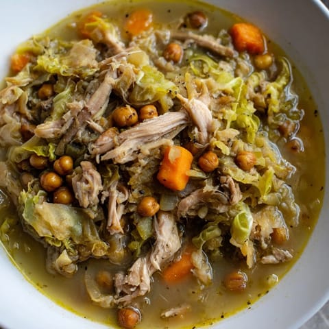 Chicken Kale Soup Crispy Chickpeas