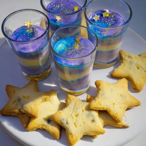 This Stargazers Dessert Platter features a delightful collection of mini desserts perfect for festive celebrations.