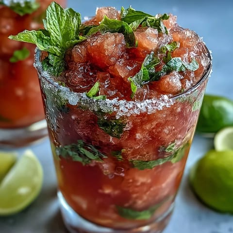 A refreshing Guava Mojito cocktail with fresh mint, lime, and crushed ice in a highball glass.