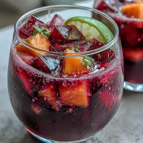 Vibrant mango dragonfruit refresher with bright pink hue, sweet tropical fruit, and refreshing citrus notes, served over ice in a clear glass.