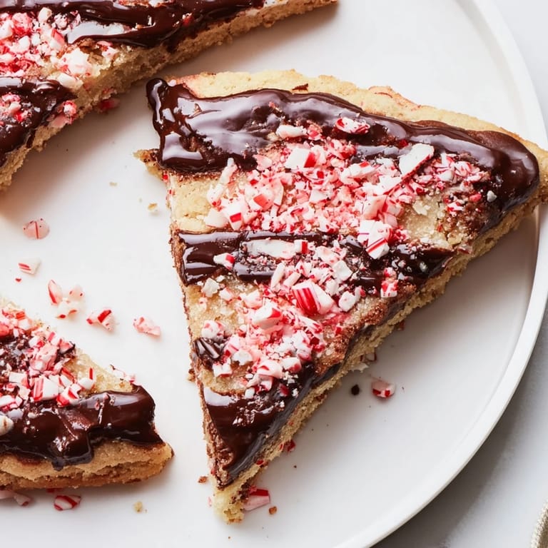 Close-up of freshly baked Chocolate Peppermint Shortbread Wedges, showcasing their rich color and inviting, flaky texture.