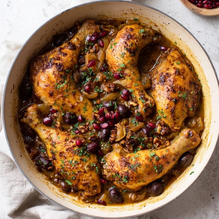 Enjoy a warm bowl of Fesenjan, showcasing rich, savory flavors from Persian cuisine.