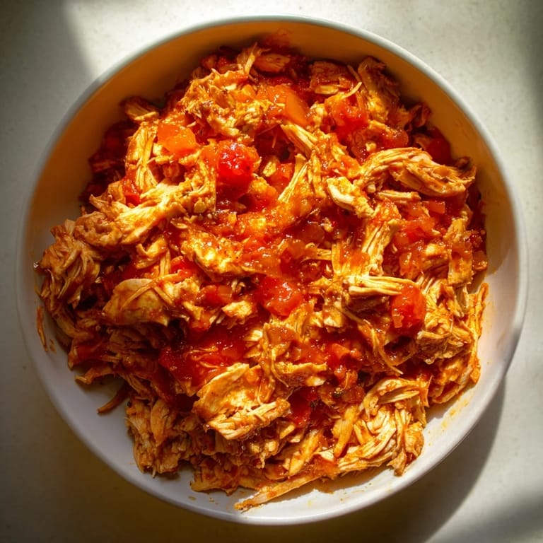 Juicy Slow Cooker Salsa Chicken, simmered in a slow cooker with salsa and taco seasoning, perfect for a quick, tasty meal.