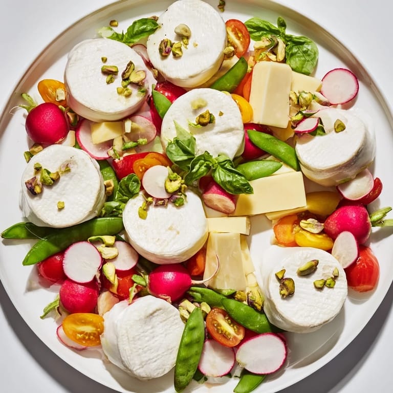 Visually stunning Dragonfly Dance Appetizer Tray presents artfully arranged cheeses, meats, and fresh elements.