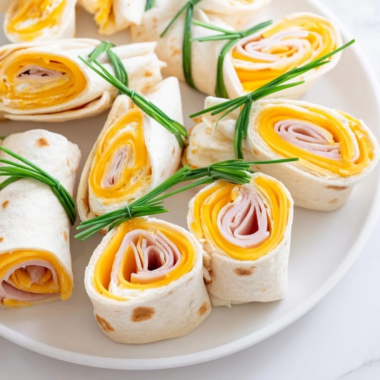 Tightly rolled Graduation Cap Diploma Snack Wraps feature cheese, turkey, and creamy fillings, delicious!