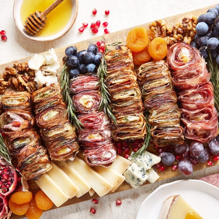 This Winter Forest Charcuterie Scene offers a delicious medley of meats and cheeses for your enjoyment.