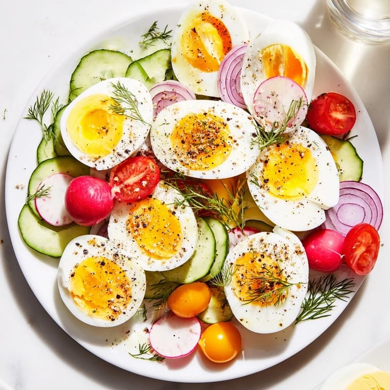 A colorful arrangement: perfectly prepared Brunch Board with sliced hard-boiled eggs and everything bagel seasoning ready to serve.