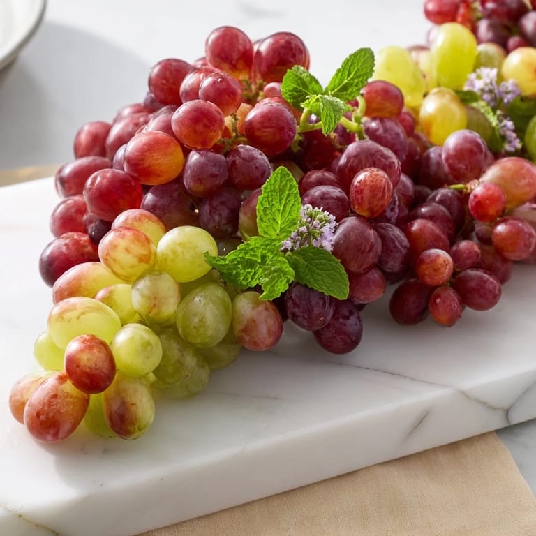 Fresh, sweet grapes artfully draped, ready to eat and a beautiful snack board for guests.