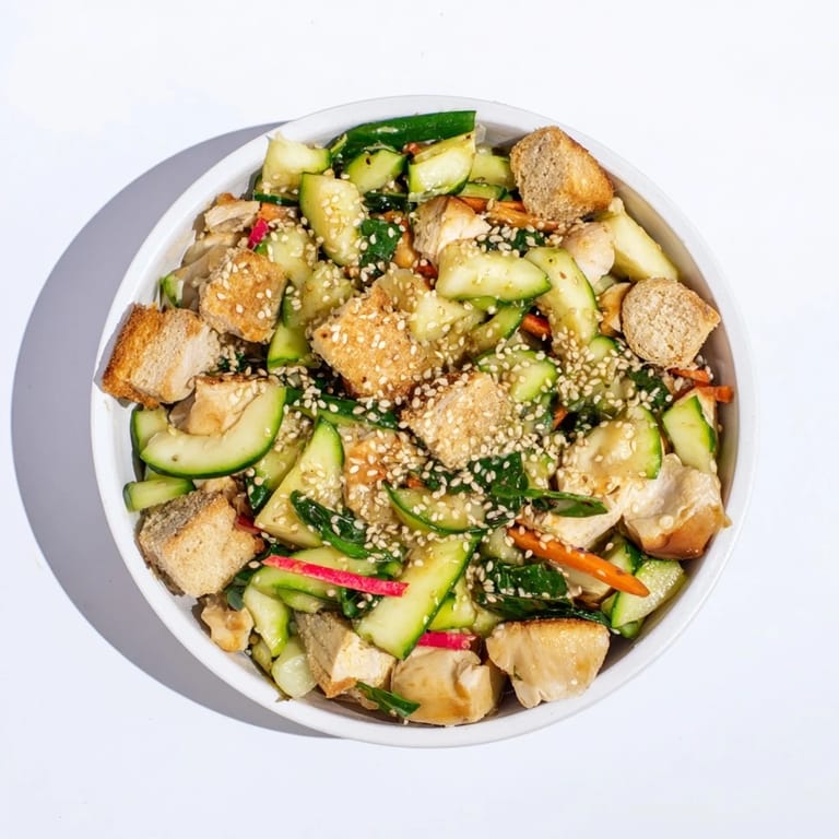 A vibrant close-up of Deli Container Shaker Chicken Salad; imagine chicken, veggies, and dressing all perfectly mixed.