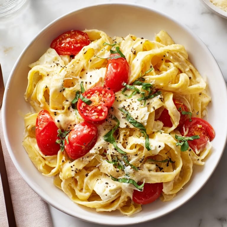 Creamy homemade Baked Brie Pasta Sauce, showcasing bubbly brie with perfectly cooked fettuccine.