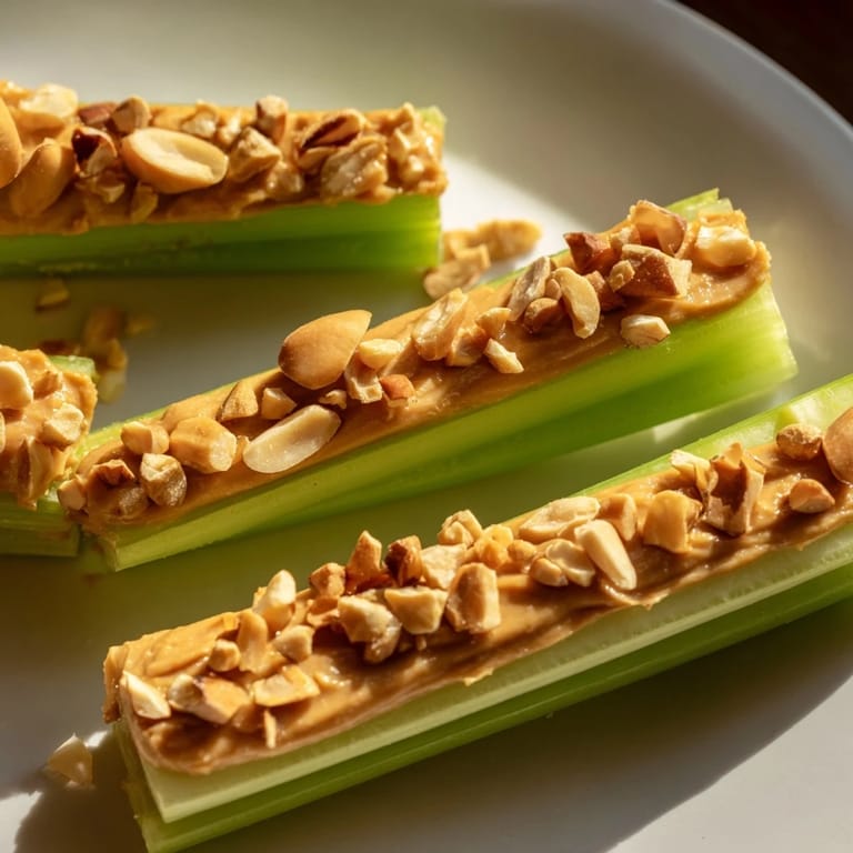 Ants on a log: Peanut butter celery sticks topped with raisins, a fun and healthy snack option.