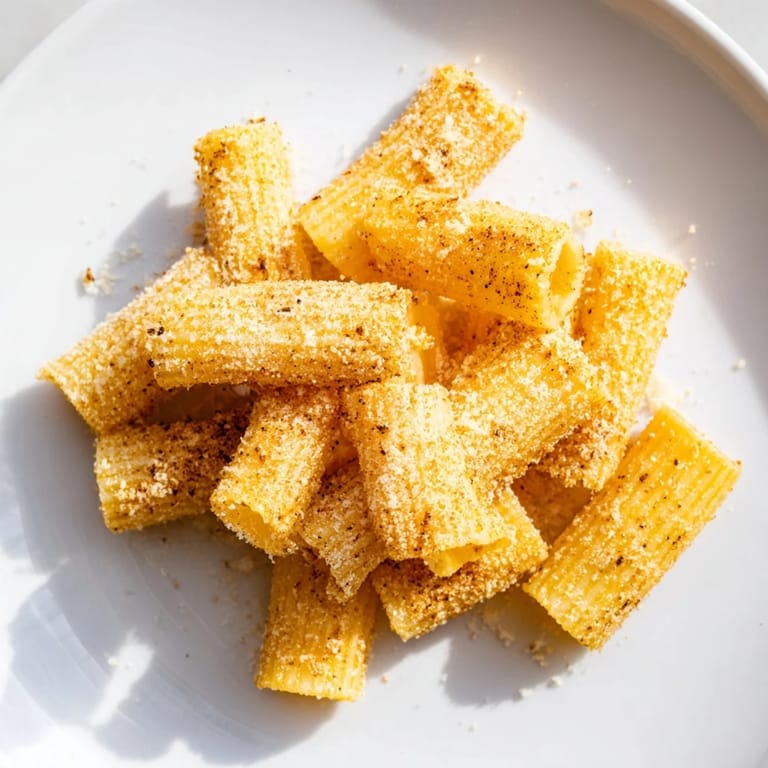 Irresistible tray of golden-brown Pasta Chips, a quick and satisfying Italian-American snack recipe.