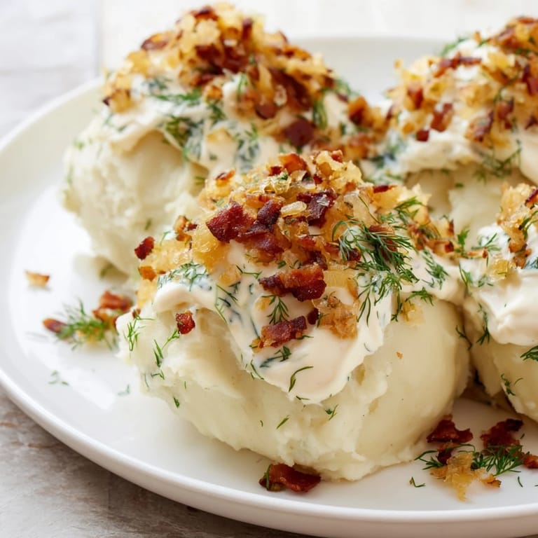 Thick, creamy sour cream and bacon sauce perfectly complements the hearty Lithuanian Cepelinai.