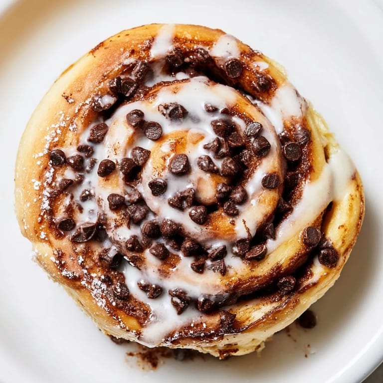Warm Nutella Chocolate Chip Rolls fresh from the oven, with a gooey, decadent chocolate filling.  