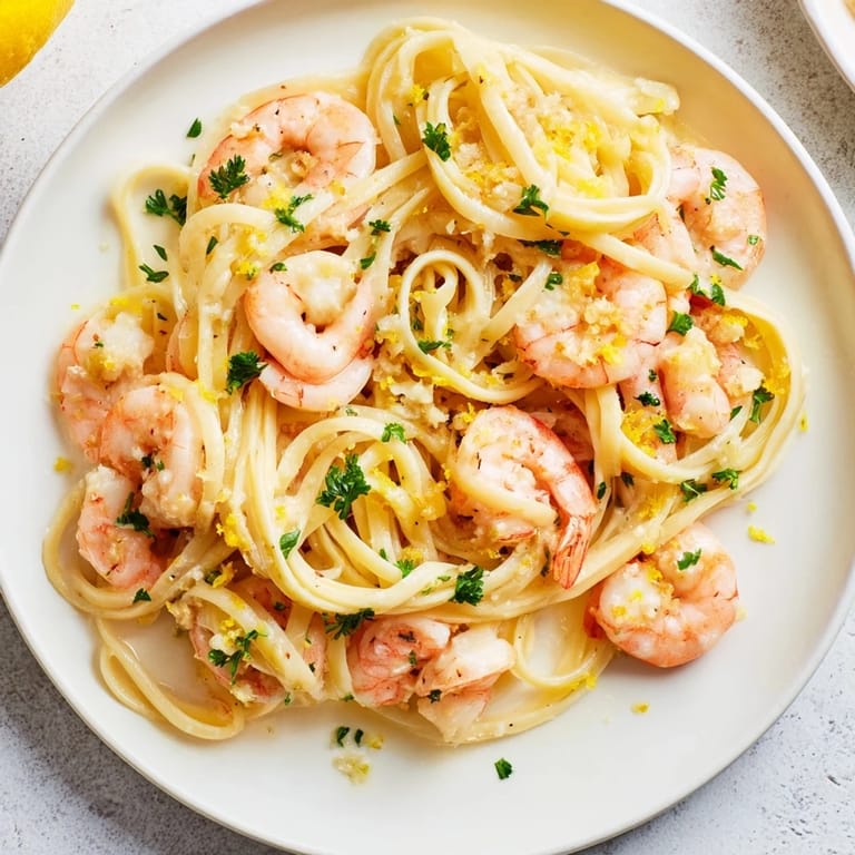 Steaming Garlic Butter Shrimp Linguine in a rustic skillet with sautéed shrimp, fresh parsley, and a rich garlic butter sauce perfect for weeknight meals.