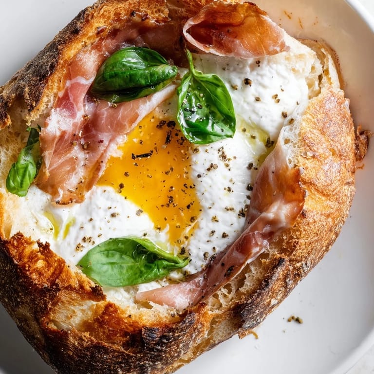 A close-up of the Crispy Prosciutto & Burrata Grilled Cheese highlights melty burrata, crackling prosciutto, and fresh basil on toasted sourdough, ideal for an easy Italian-American lunch or dinner.