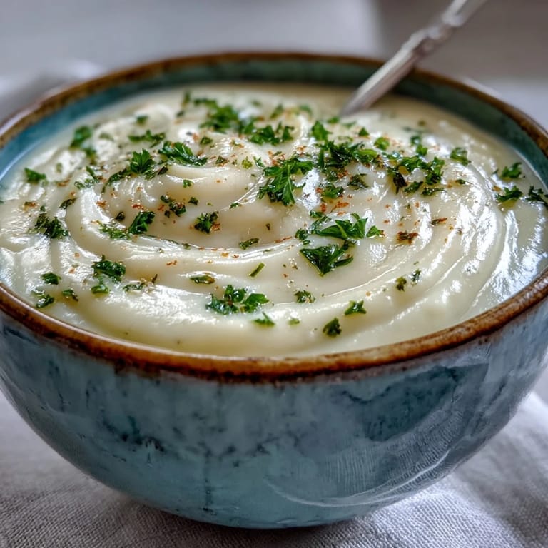 Freshly blended Creamy Vegetable Soup featuring tender broccoli, carrots, and cauliflower for a nourishing meal.