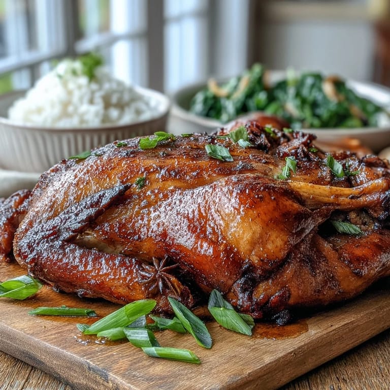 Aromatic Five-Spice Roast Ducks carved into succulent slices, showcasing crispy mahogany skin and tender meat perfect for a romantic dinner for two.