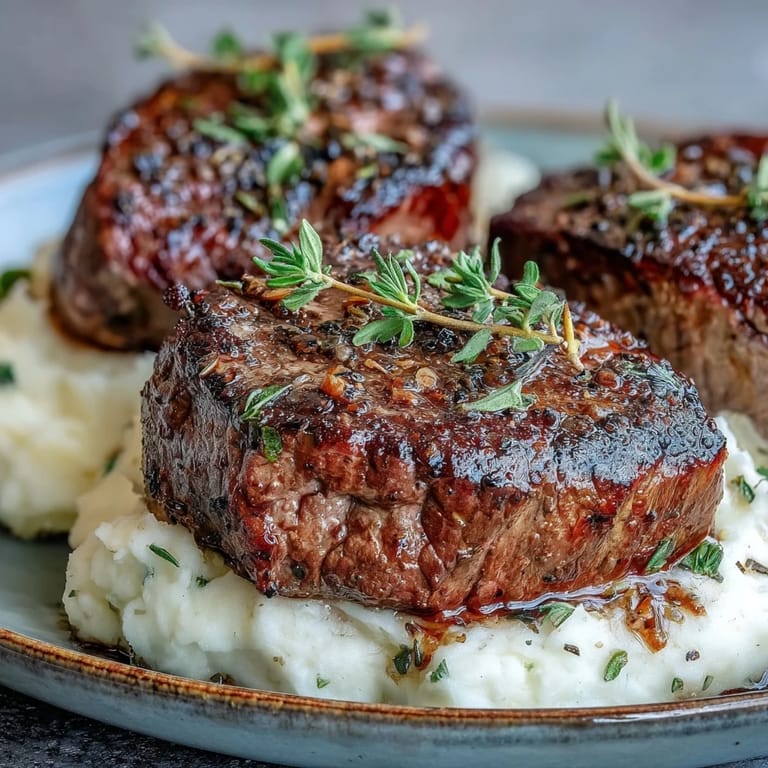 Rustic venison steaks served with buttery caraway swede mash on a plate for cozy weeknight dinner.