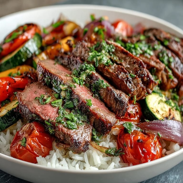 Golden roasted bell peppers and zucchini mingle with tender beef, ready to be drizzled with soy sauce over rice.