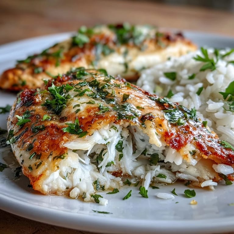 Oven-baked tilapia with lemon and herbs served on rice alongside tender steamed vegetables for a healthy meal.