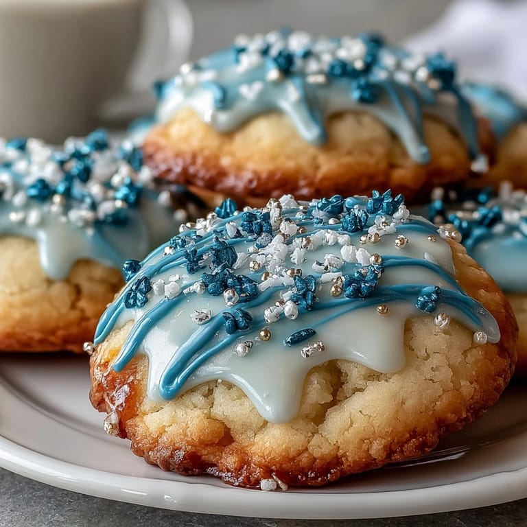 Themed vanilla sugar cookies inspired by Pure Vanilla Cookie, decorated with colorful royal icing for a festive Cookie Run Kingdom treat.