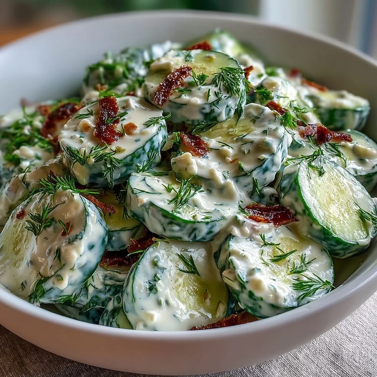 Refreshing Creamy Cucumber Salad with Dill and Greek Yogurt, perfect for picnics or as a healthy accompaniment to grilled meats.