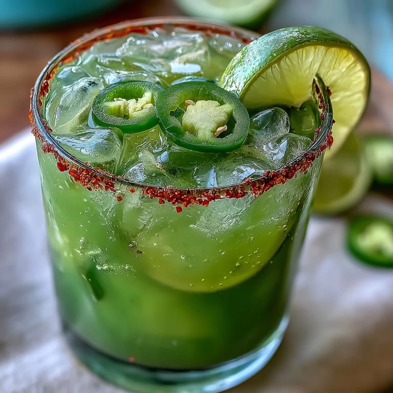 A close-up of the Viral Pickle Margarita Mocktail, highlighting its zesty, pickle-infused goodness.