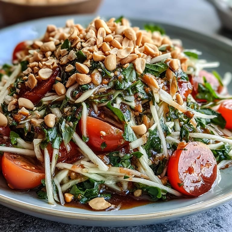 Refreshing Thai Papaya Salad with a tangy lime dressing, perfect for grilling season.
