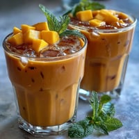 Refreshing mango peach sangria with ripe citrus slices, juicy strawberries, and chilled sparkling water in a clear pitcher.