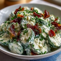 Creamy Cucumber Salad with Dill and Greek Yogurt, a light and refreshing summer side dish with crisp cucumbers and tangy yogurt dressing.